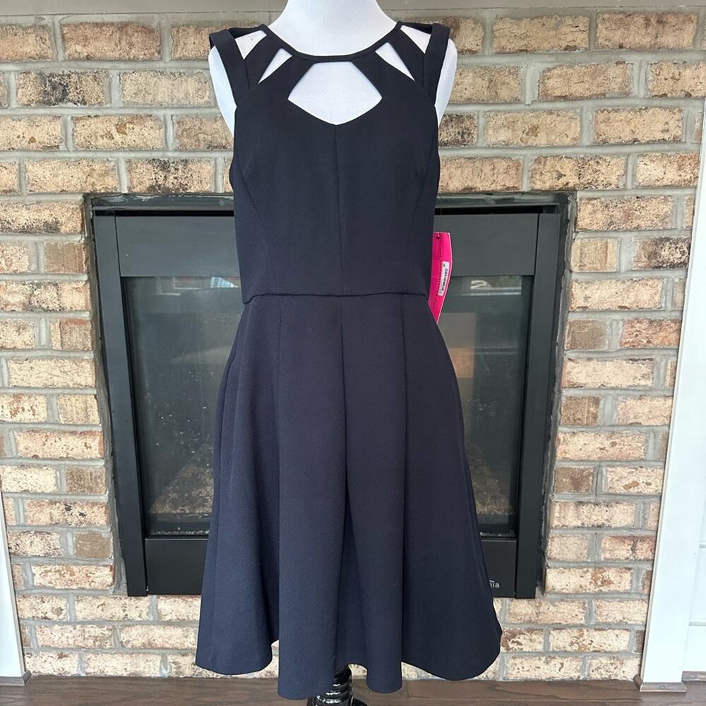 Betsey Johnson Cutout Fit & Flare Navy Blue Dress Size 10 NEW